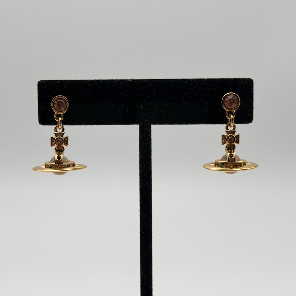 VIVIENNE WESTWOOD PETIT ORB DROP EARRINGS – GOLD TONE - Picture 3 of 5